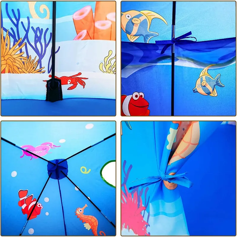 Homfu Play Tent for Kids Mermaid Castle Playhouse for Boys Girls Sea World Pattern Children Tent As Gift