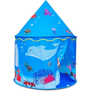 Homfu Play Tent for Kids Mermaid Castle Playhouse for Boys Girls Sea World Pattern Children Tent As Gift