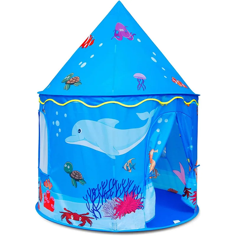 Homfu Play Tent for Kids Mermaid Castle Playhouse for Boys Girls Sea World Pattern Children Tent As Gift